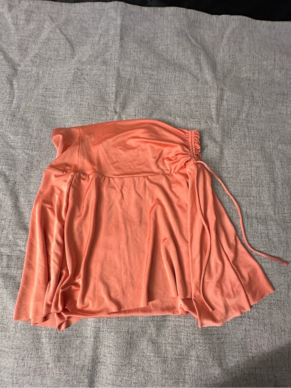 Free People Coral Orange Ruched Mini Skirt